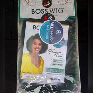 BOBBI BOSS WIG 100% HUMAN HAIR FINGER COIL NATURAL BLACK 1B/30 NEW